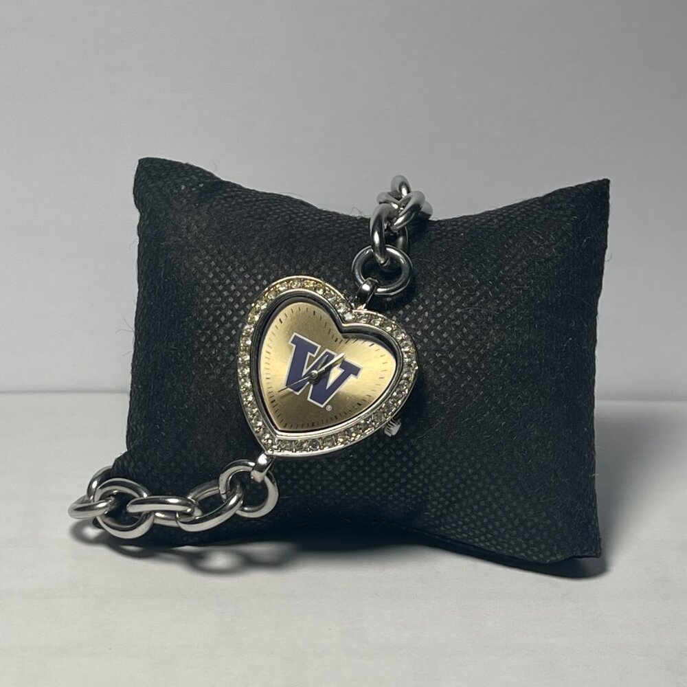 Washington Huskies NCAA Heart Stainless-Steel Bracelet Watch by Game Time NEW